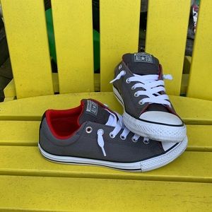 Red and grey Converse All stars